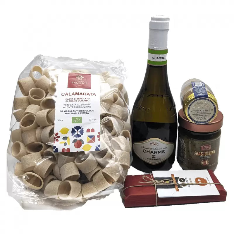 Cesta Regalo Gold 2 con 5 prodotti siciliani - Hamper 809