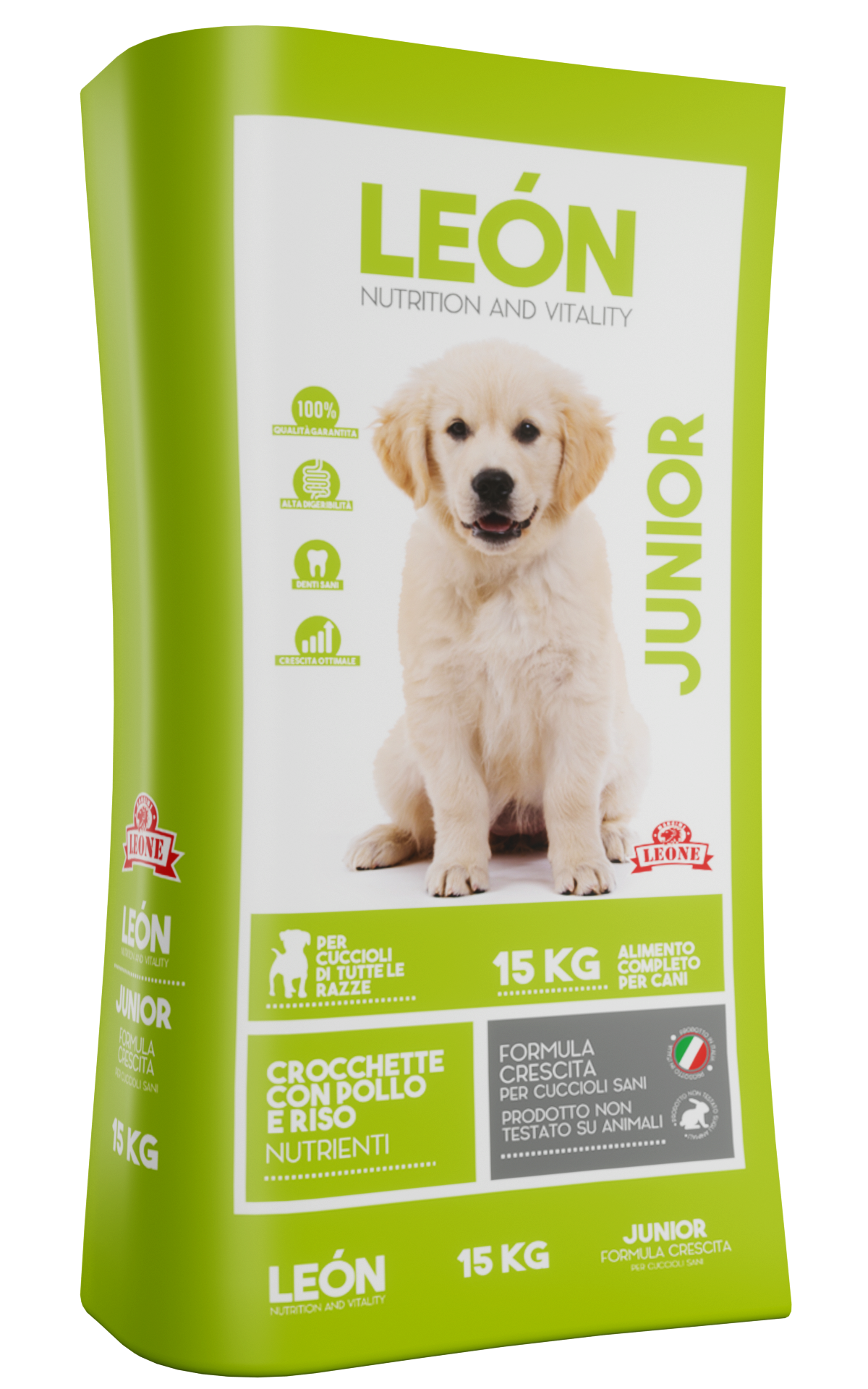 CROCCHETTE per cuccioli di cani DOG JUNIOR 15kg - LEÓN