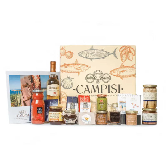 Cesta Regalo Gold 1 con 13 prodotti siciliani - Hamper 634