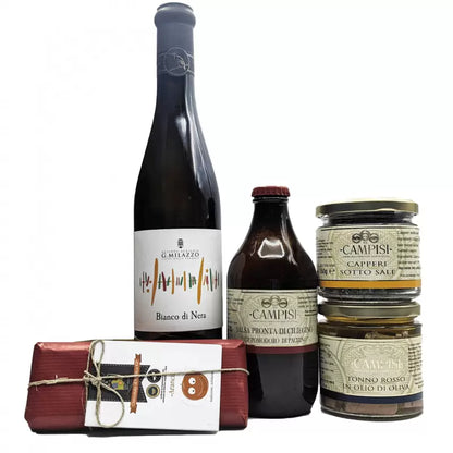 Cesta Regalo Gold 8 con 5 prodotti siciliani - Hamper 810