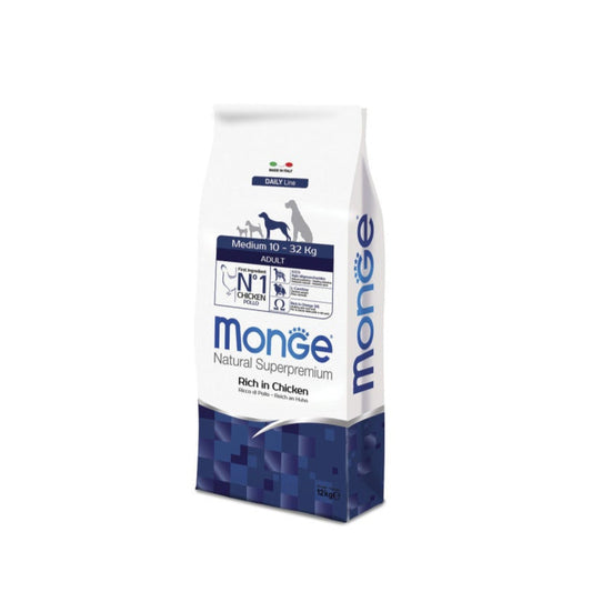 Crocchette per cani con pollo Pacco 12kg - Monge Daily Line Medium Senior